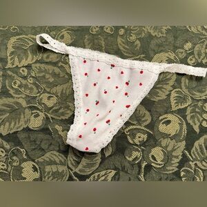 PINK Victoria's Secret White Lace cherries v string g string thong panty